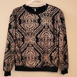 Black and gold sequin sweater